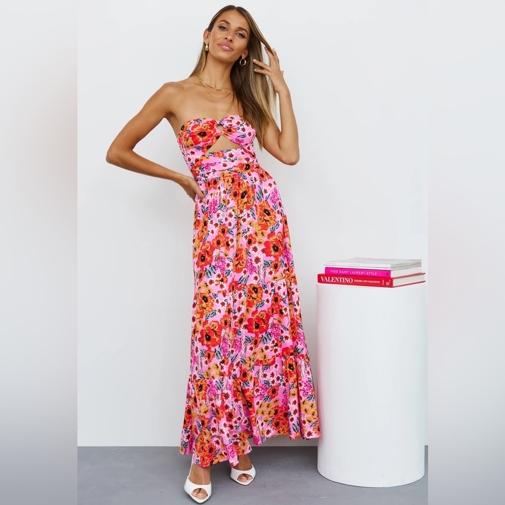 Hello Molly Speak To My Heart Midi Dress in Pink